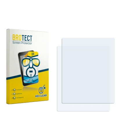 Parte frontal de un envase de producto con el logotipo de la marca BROTECT. Al lado está el protector de pantalla correspondie