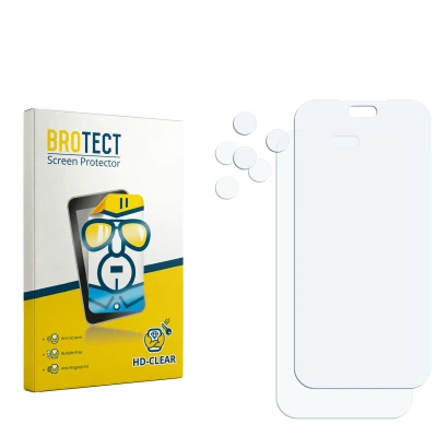 Parte frontal de un envase de producto con el logotipo de la marca BROTECT. Al lado está el protector de pantalla correspondie