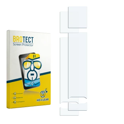 Parte frontal de un envase de producto con el logotipo de la marca BROTECT. Al lado está el protector de pantalla correspondie