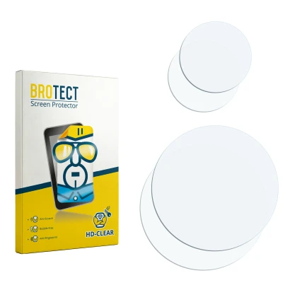 Parte frontal de un envase de producto con el logotipo de la marca BROTECT. Al lado está el protector de pantalla correspondie