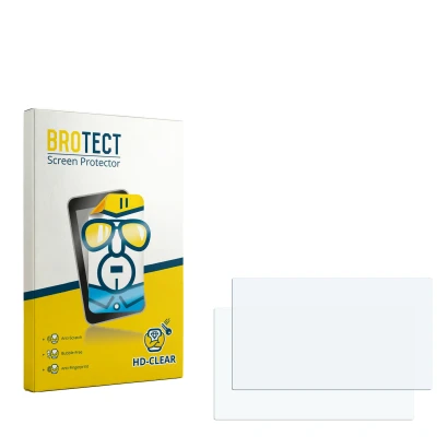 Parte frontal de un envase de producto con el logotipo de la marca BROTECT. Al lado está el protector de pantalla correspondie