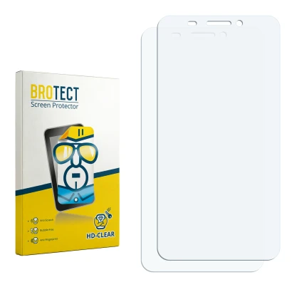 Parte frontal de un envase de producto con el logotipo de la marca BROTECT. Al lado está el protector de pantalla correspondie