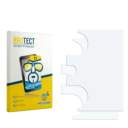 Parte frontal de un envase de producto con el logotipo de la marca BROTECT. Al lado está el protector de pantalla correspondie