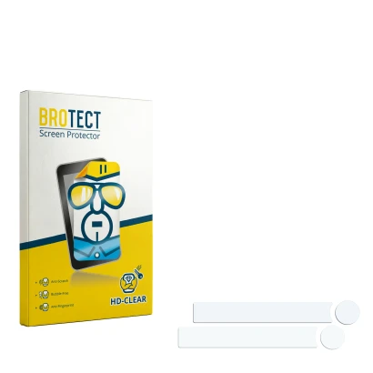 Parte frontal de un envase de producto con el logotipo de la marca BROTECT. Al lado está el protector de pantalla correspondie