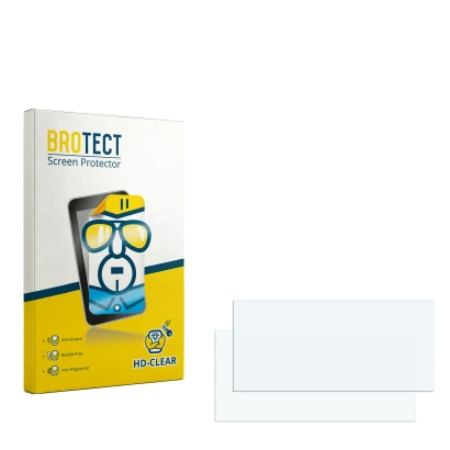 Parte frontal de un envase de producto con el logotipo de la marca BROTECT. Al lado está el protector de pantalla correspondie
