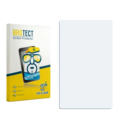 Parte frontal de un envase de producto con el logotipo de la marca BROTECT. Al lado está el protector de pantalla correspondie