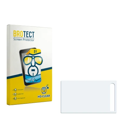 Parte frontal de un envase de producto con el logotipo de la marca BROTECT. Al lado está el protector de pantalla correspondie