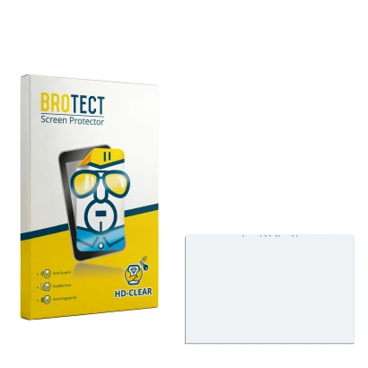 Parte frontal de un envase de producto con el logotipo de la marca BROTECT. Al lado está el protector de pantalla correspondie
