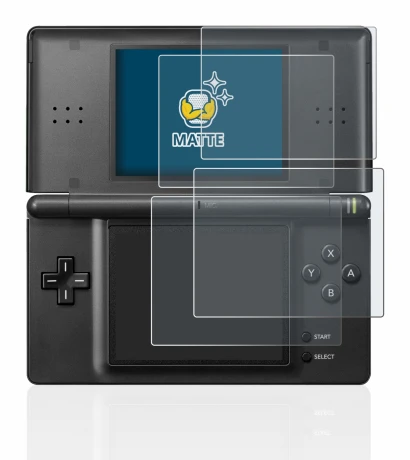 Imagen del dispositivo Nintendo DS LITE con una amplia variedad de protectores de pantalla.
