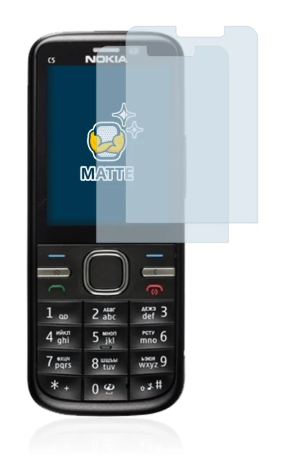 Imagen del dispositivo Nokia C5-00 con una amplia variedad de protectores de pantalla.