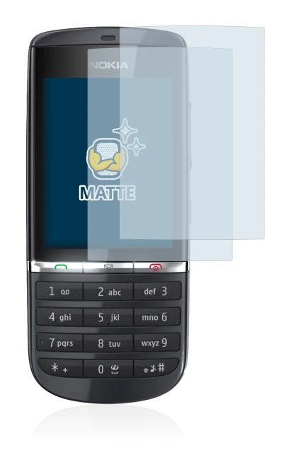 Imagen del dispositivo Nokia Asha 300 con una amplia variedad de protectores de pantalla.