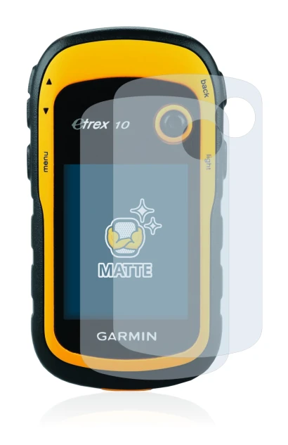 Imagen del dispositivo Garmin eTrex 10 con una amplia variedad de protectores de pantalla.