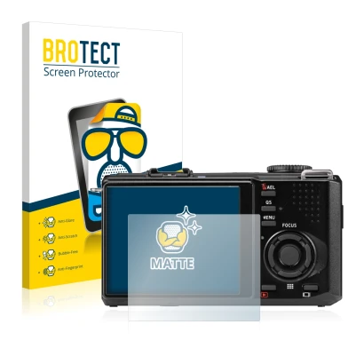 Parte frontal de un envase de producto con el logotipo de la marca BROTECT. Al lado se muestra el dispositivo Sigma DP2 Merril