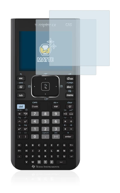Imagen del dispositivo Texas Instruments Nspire CX CAS con una amplia variedad de protectores de pantalla.
