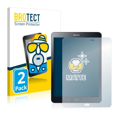 Parte frontal de un envase de producto con el logotipo de la marca BROTECT. Al lado se muestra el dispositivo Samsung Galaxy T