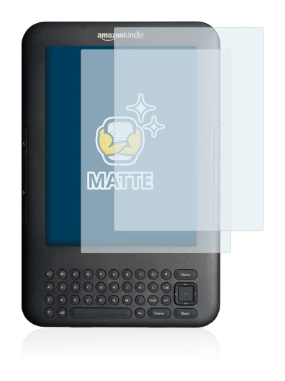 Imagen del dispositivo Amazon Kindle 3 con una amplia variedad de protectores de pantalla.