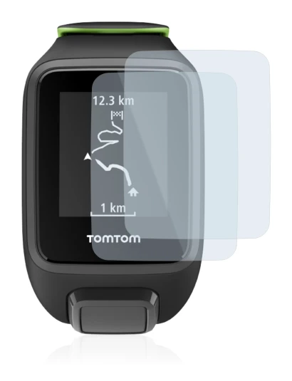 Imagen del dispositivo TomTom Runner 3 con una amplia variedad de protectores de pantalla.