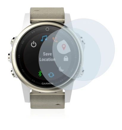 Imagen del dispositivo Garmin Fenix 5S (42 mm) con una amplia variedad de protectores de pantalla.