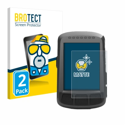 Parte frontal de un envase de producto con el logotipo de la marca BROTECT. Al lado se muestra el dispositivo Wahoo Elemnt Bol