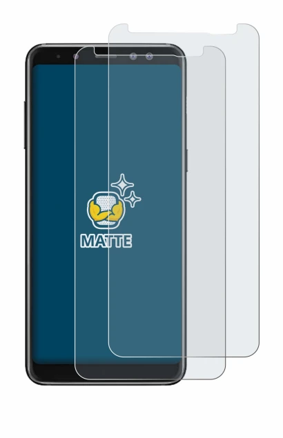 Imagen del dispositivo Samsung Galaxy A8 2018 con una amplia variedad de protectores de pantalla.