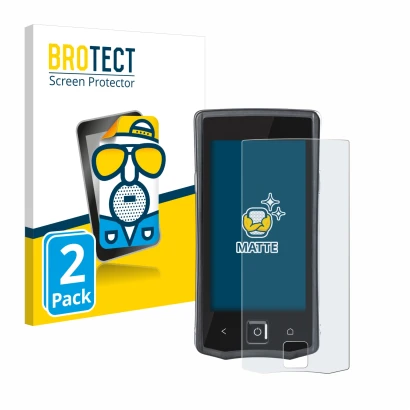 Parte frontal de un envase de producto con el logotipo de la marca BROTECT. Al lado se muestra el dispositivo Orderman 7 con s