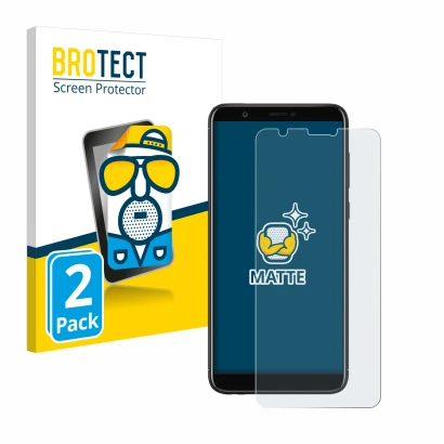 Parte frontal de un envase de producto con el logotipo de la marca BROTECT. Al lado se muestra el dispositivo Huawei P smart 2