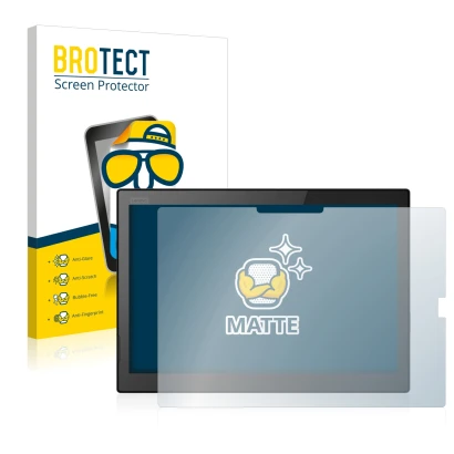 Parte frontal de un envase de producto con el logotipo de la marca BROTECT. Al lado se muestra el dispositivo Lenovo ThinkPad 