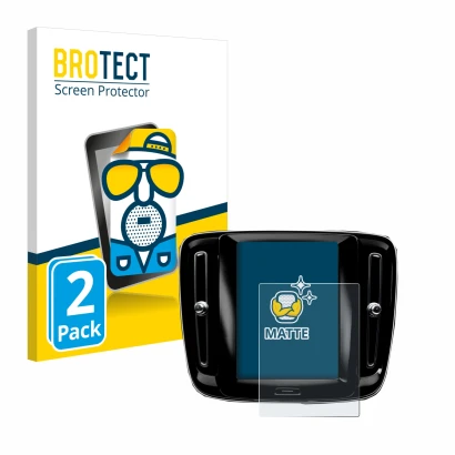 Parte frontal de un envase de producto con el logotipo de la marca BROTECT. Al lado se muestra el dispositivo Volvo XC40 Sensu