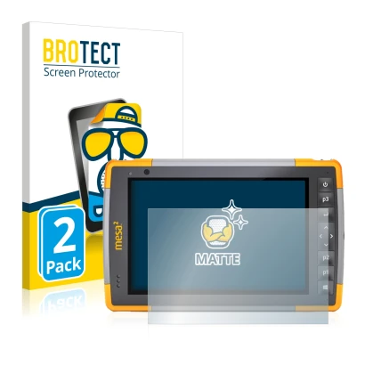 Parte frontal de un envase de producto con el logotipo de la marca BROTECT. Al lado se muestra el dispositivo Juniper Systems 