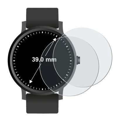 Imagen del dispositivo Circular Displays (ø: 39 mm) con una amplia variedad de protectores de pantalla.