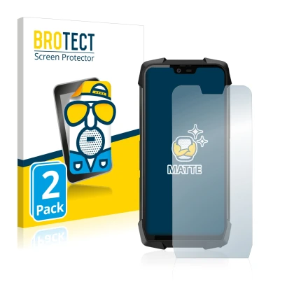 Parte frontal de un envase de producto con el logotipo de la marca BROTECT. Al lado se muestra el dispositivo Blackview BV9700