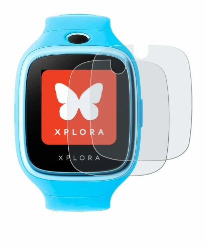 Imagen del dispositivo Xplora Go con una amplia variedad de protectores de pantalla.