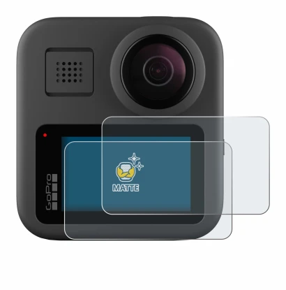 Imagen del dispositivo GoPro Max con una amplia variedad de protectores de pantalla.