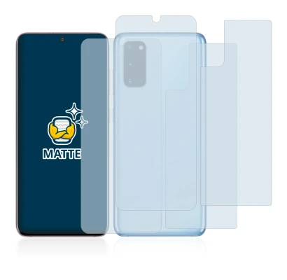 Imagen del dispositivo Samsung Galaxy S20 (Frontal+Trasero) con una amplia variedad de protectores de pantalla.