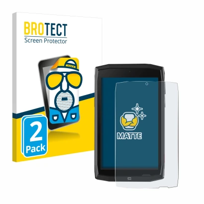 Parte frontal de un envase de producto con el logotipo de la marca BROTECT. Al lado se muestra el dispositivo Crosscall Core T