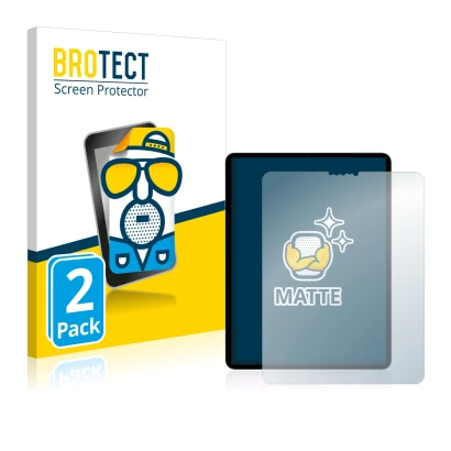 Parte frontal de un envase de producto con el logotipo de la marca BROTECT. Al lado se muestra el dispositivo Apple iPad Pro 1