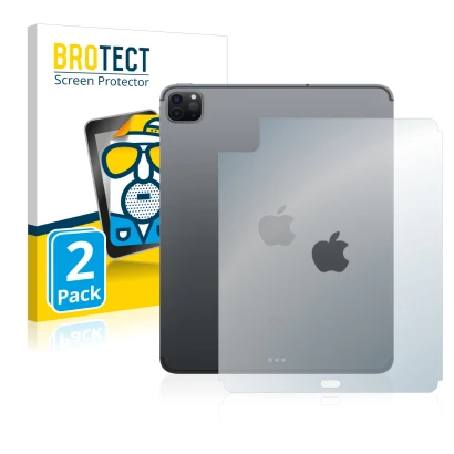 Parte frontal de un envase de producto con el logotipo de la marca BROTECT. Al lado se muestra el dispositivo Apple iPad Pro 1