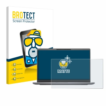 Parte frontal de un envase de producto con el logotipo de la marca BROTECT. Al lado se muestra el dispositivo Dell Latitude 74