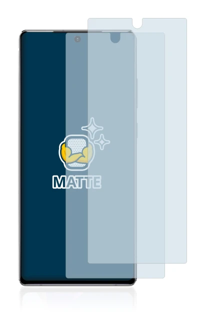 Imagen del dispositivo Samsung Galaxy Note 20 con una amplia variedad de protectores de pantalla.