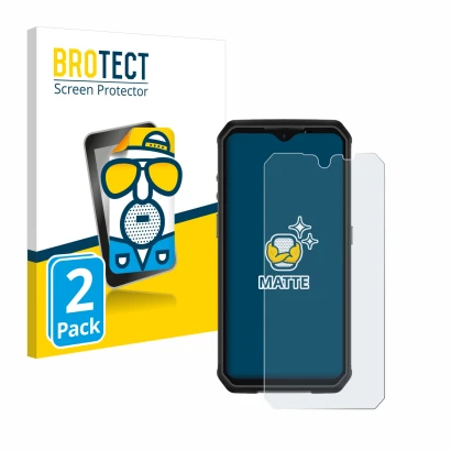 Parte frontal de un envase de producto con el logotipo de la marca BROTECT. Al lado se muestra el dispositivo Ulefone Armor 9 