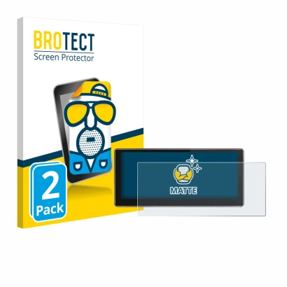 Parte frontal de un envase de producto con el logotipo de la marca BROTECT. Al lado se muestra el dispositivo Joying 4G Car Ra