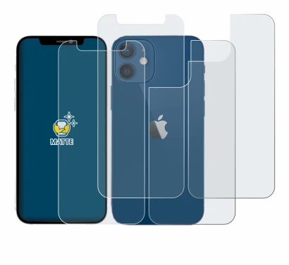 Imagen del dispositivo Apple iPhone 12 mini (Frontal+Trasero) con una amplia variedad de protectores de pantalla.