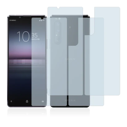 Imagen del dispositivo Sony Xperia 1 II (Frontal+Trasero) con una amplia variedad de protectores de pantalla.