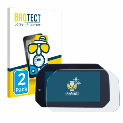 Parte frontal de un envase de producto con el logotipo de la marca BROTECT. Al lado se muestra el dispositivo BMW S 1000 XR 20