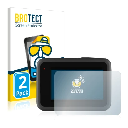 Parte frontal de un envase de producto con el logotipo de la marca BROTECT. Al lado se muestra el dispositivo GoPro Hero 9 Bla