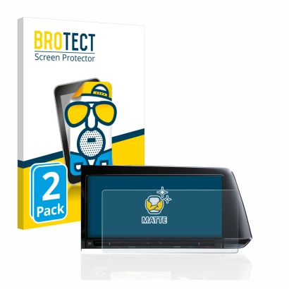 Parte frontal de un envase de producto con el logotipo de la marca BROTECT. Al lado se muestra el dispositivo Volkswagen Golf 