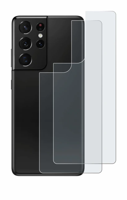 Imagen del dispositivo Samsung Galaxy S21 Ultra 5G (Trasero) con una amplia variedad de protectores de pantalla.