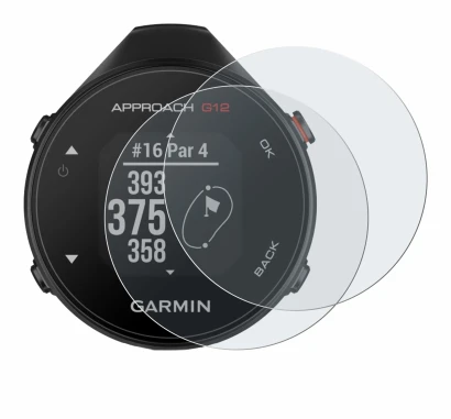 Imagen del dispositivo Garmin Approach G12 con una amplia variedad de protectores de pantalla.