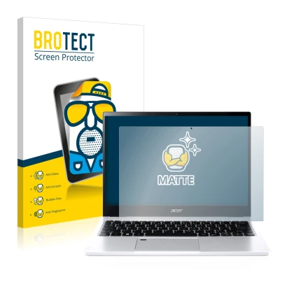 Parte frontal de un envase de producto con el logotipo de la marca BROTECT. Al lado se muestra el dispositivo Acer Spin 3 SP31