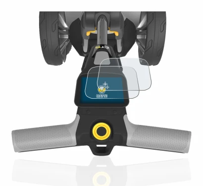Imagen del dispositivo PowaKaddy CT6 con una amplia variedad de protectores de pantalla.